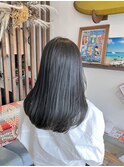 自然光で透け感抜群の暗髪グレージュ..~**.