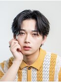 韓国ヘアニュアンスコンマバングセンターパートフェザーパーマ