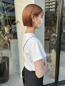 ヘアー アイス ルーチェ(HAIR ICI LUCE) ブリーチなしダブルカラーで作るオレンジボブ/落合