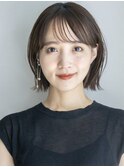 レイヤーボブ ココアベージュ 小顔 ボブ