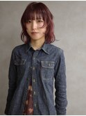 ピンクブラウン/顔まわりレイヤー/ウェーブヘア