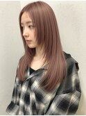 ミルクティーピンクベージュ/ロングレイヤー/ケアブリーチ