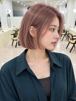 モト 船橋(moto)&nbsp;韓国アイドルミニタッセルボブ艶髪ピンクベージュ顔周り船橋