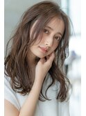 大人かわいい前髪セシルカットココアブラウンフリンジウェーブ
