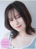 ココアベージュ/黒髪/ボブウルフ/グレージュカラー/茅ヶ崎
