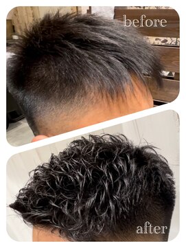 ヨシザワインク プレミアム 横浜 桜木町店(YOSHIZAWA Inc. PREMIUM) メンズビフォーアフター濡れパンフェードリバースショート