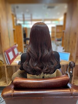 アドラーブル 長岡新保店(adorable) ブリーチなし!艶感ピンクベージュ