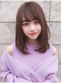 フルバング小顔シースルーミディアムレイヤーストレート