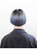 ブルー#ダブルカラー＃切りっぱなしボブ＃ケアブリーチ#豊橋