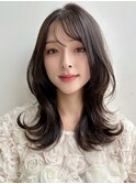 くびれヘアレイヤーカット小顔ヘアココアブラウンRI-39