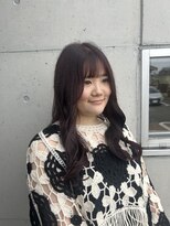 アチーブ ヘア デザイン(achieve hair design) 暗髪ピンク艶カラー小顔フェイスレイヤーシースルーバングロング