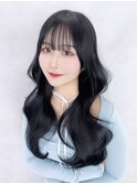 ロング暗めカラー韓国ヘア顔周りレイヤー_F40692