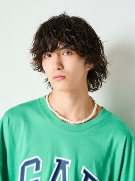 アンサー 渋谷(ANSWER) 波巻きパーマメンズマッシュセンターパートスパイラルパーマ韓国