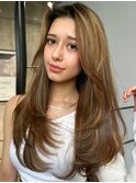 ブリーチハイライト髪質改善ダブルカラーレイヤーカット
