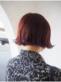 チェリーレッド×ミニボブ