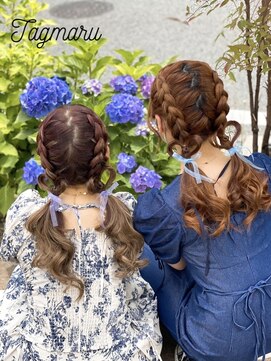 タグマル ハートの編み込みツインテール☆ハート追加料金有