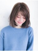 ラベンダーベージュ　流しバング