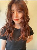 オレンジくるくるヘアー