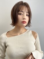 ★くびレイヤーエモージュ黒髪グレーベージュレイヤーロング前髪