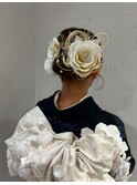 振袖着付け × シンプルシニヨンアレンジ