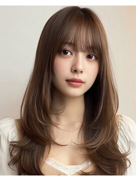 オンク 新宿(onk) 黒髪/グレーベージュ/レイヤーロング/前髪パーマ[新宿駅]