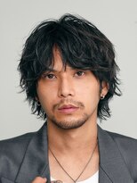 フィフス(fifth)&nbsp;原宿波巻きスパイラルパーマメンズセンターパートウルフ2way黒髪