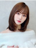 透明感カラーくびれロング似合わせカットミディアムレイヤー