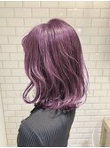 20代30代40代 韓国風 外ハネミディアム カシスピンク