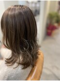 ミディアム×細ハイライト 白髪ぼかしにも◎