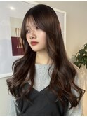 ピンクベージュ　ブリーチなしカラー　髪質改善　MISAKI 丸の内