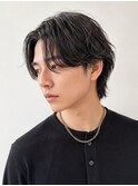 黒髪秋カラーフェザーパーマ×韓国風センターパートで小顔見せ
