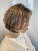 ナチュラルハイライト 大人ボブ