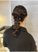 結婚式ヘアセット/ヘアセット/編みおろし/ミディアムアレンジ