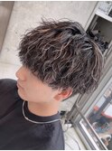 シャドウパーマ縦落ちパーマ刈り上げマッシュメンズヘア波巻き