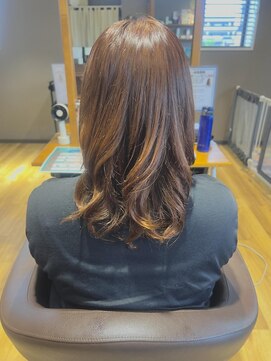 レイ 万博記念公園店(Ray) オレンジブラウン/コテ巻き風パーマ/つくば美容室