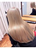 大人美人艶カラーベージュ小顔カット透明感レイヤーロング