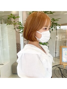 ハピネス 梅田茶屋町店(HAPPINESS) 韓国カラー ダブルカラー タッセルボブ オレンジベージュ