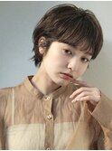 くせ毛ショート#ミニウルフ#デジタルパーマ#チェリーブラウン