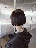 20代30代ミニボブココアブラウン小顔美肌ストレート丸み