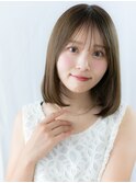 伸ばしかけマロンベージュ立体感ミディアムb古河20代30代40代
