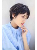 ナチュラルショートミニウルフチェリーブラウン20代30代40代50代