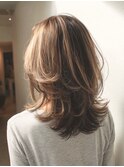 ミディアムレイヤー白髪染め白髪ぼかしカラー 40代50代60代
