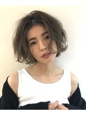 上品フォルムの大人ボブ ワンレン クラシカル パーマ 下北沢