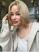 ダークパープル×ナチュラルショート［髪質改善/縮毛矯正］