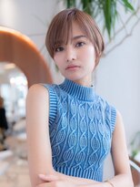 20代30代大人可愛い斜めバング小顔ショートボブシルキーベージュ