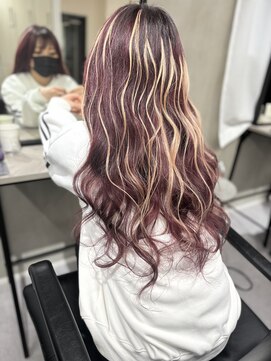 アルマバイロサ(ALMA by ROSA) レッドカラー×ハイライトシールエクステ70枚　担当SE-YA