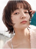 大人可愛い20代30代40代黒髪前下がりひし形小顔ウルフボブ
