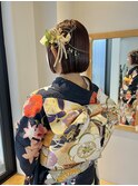 ★成人式、卒業式短いボブにおすすめ！金箔付きヘアセット