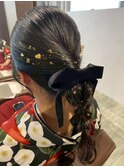 立体感ポニーテール成人式ヘアメイク着付けゆるふわアップヘア