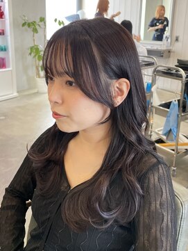 シェル 津山の手店(shel) 大人美人艶カラーブラウン小顔カット透明感レイヤーミディアム